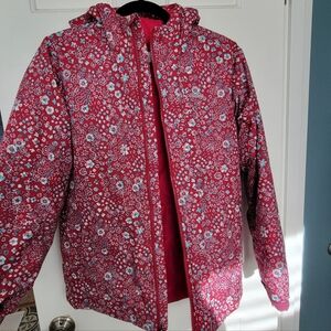 Columbia Floral Red Kids Jacket Large 14/16